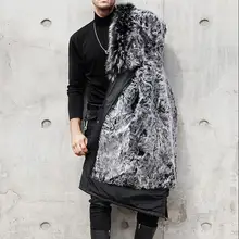Новинка, мужское шерстяное меховое пальто, высокое качество, зимнее пальто с натуральным лисьим мехом, с воротником, с капюшоном, мужская куртка, настоящая шерсть, мех, цветная парка, шерсть внутри