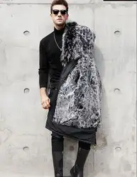 Новый Для мужчин шерстяного меха пальто Высокое качество зима Настоящий Лисий мех воротник пальто с капюшоном Для мужчин куртка