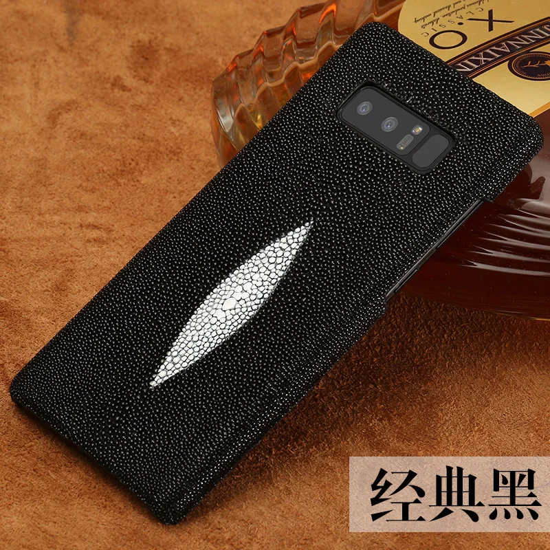 Настоящий натуральный кожаный чехол для Galaxy Note 8 с жемчугом ската, роскошная задняя крышка для samsung Note8 - Цвет: Rhombus black