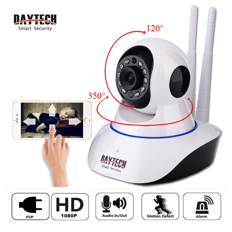 Daytech 2mp IP Камера 1080 P Wi-Fi Беспроводной Камеры видеонаблюдения Wi-Fi P2P видеонаблюдения сети Видеоняни и радионяни двухстороннее домофон ИК