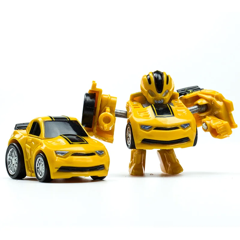 Мини-роботы-трансформеры, игрушечные машинки, Симпатичные статуэтки, модель блока, игрушки для детей, пластиковые фигурки для мальчиков, подарок - Цвет: Yellow