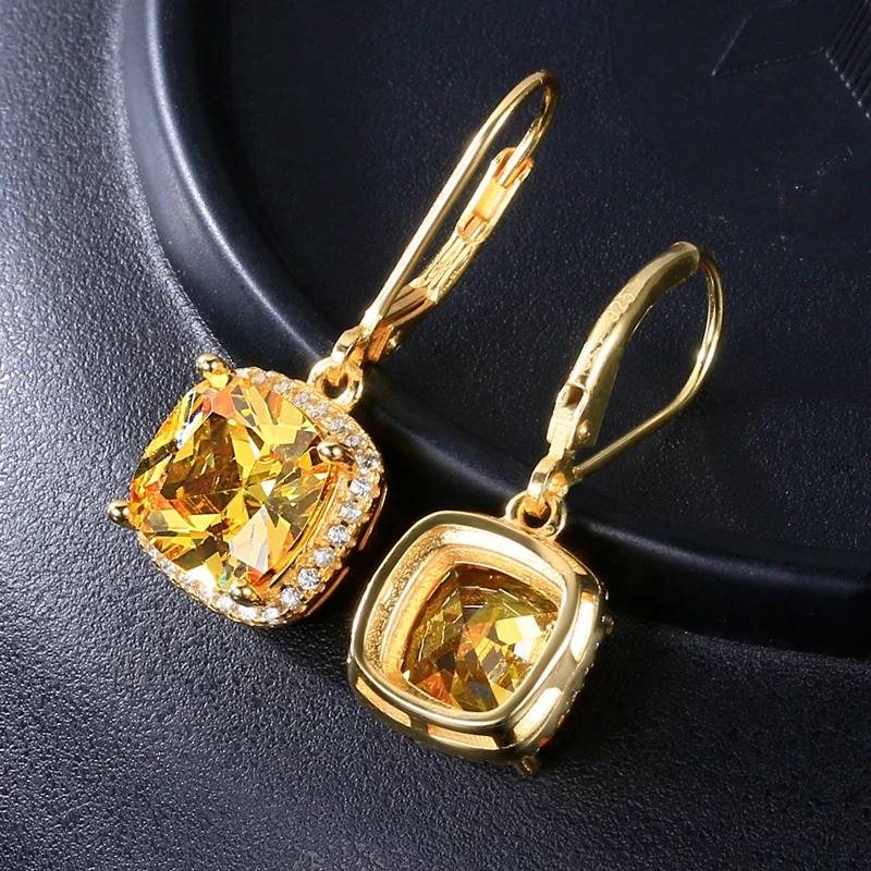 Женские серьги из серебра 925 пробы AAAAA золотые в форме снятия фаски подвеска