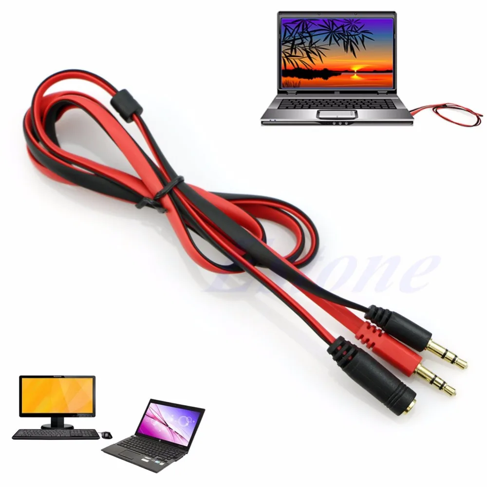 

3.5mm Female to Dual Male Headphone Mic Audio Y Splitter Extension Cable For PC