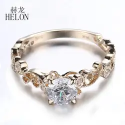 HELON 0.65CT VVS/GH цвет Moissanites кольцо Solid 10 К желтого золота с подлинным муассанитом Diamond обручение для женщин ювелирные изделия