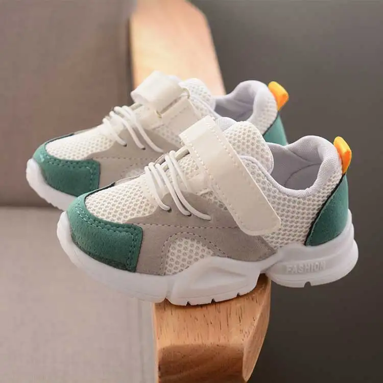 Children shoes 2019 new breathable mesh girls & boys running shoes patchwork PU children tennis sneakers kids athletic shoes (4)