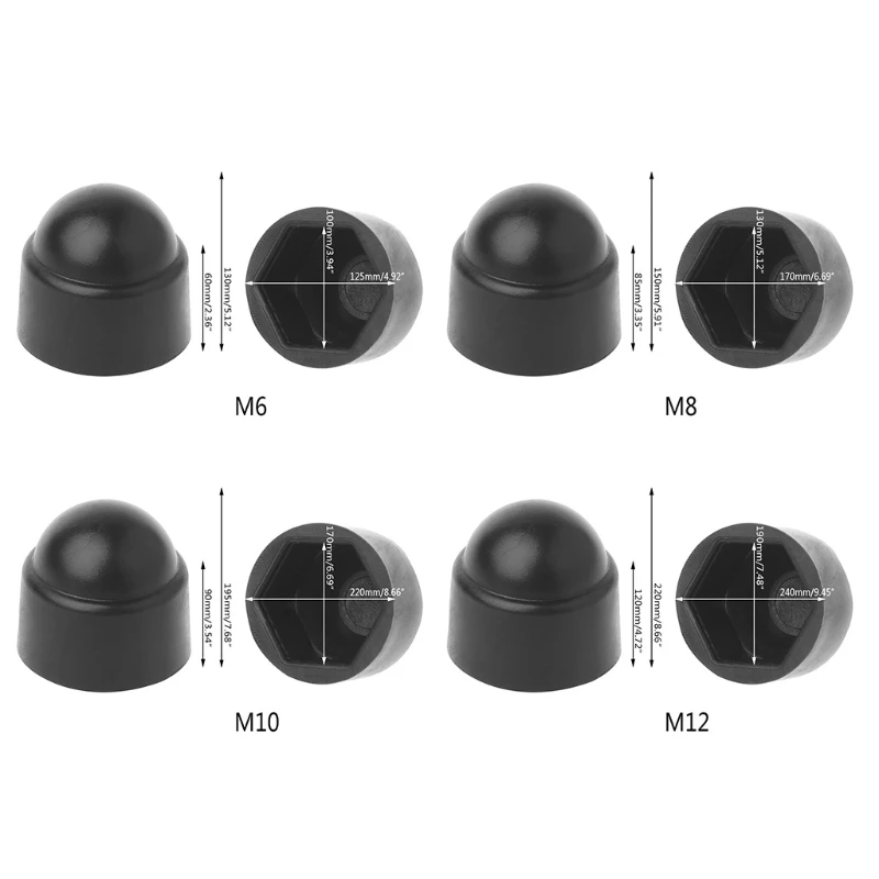 10 pces m6 m8 m10 m12 parafuso porca cúpula tampas de proteção exposed hexágono plástico-4