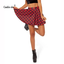 Candice Эльза женские юбки цифровая печать оптом красный любовь черная юбка Skt1005