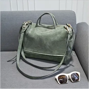 

Nubuck Leather handbag Fashion Shoulder Bags for women 2021 sac handbags Motorcycle Vintage Crossbody Women Bag bolsa feminina