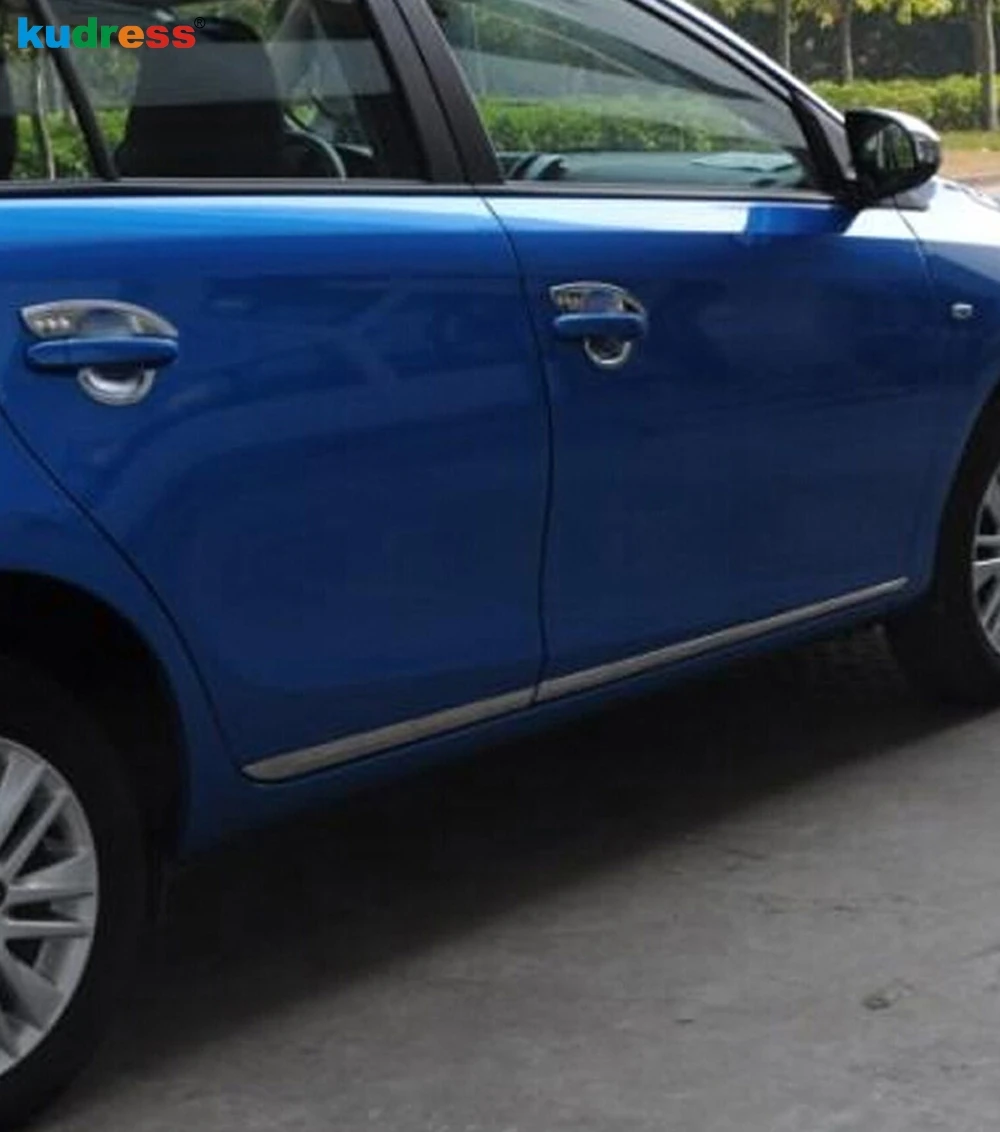 For Toyota Yaris Vios Sedan 4 door 2013 2014 ABS Chrome Plastic Side