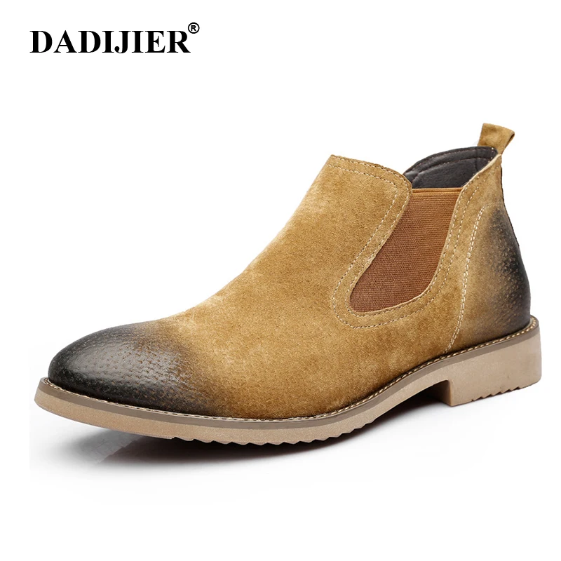 

DADIJIER 2018 men shoes winter boots new winter shoes men chelsea boots Genuine leather ankle boots real leather ST97