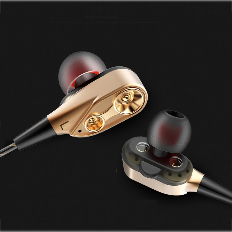 

2018 Hot Sell Earphone Headset Double Unit Drive Subwoofer Headphones for phone DJ mp3 Sport Earphones Earbud auriculares