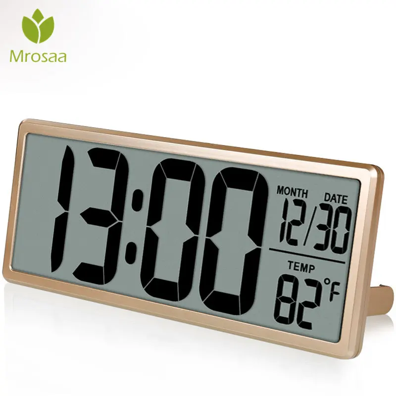 

Mrosaa 13.8" Large Digital Alarm Clock Jumbo Digital Wall Table Clocks LCD Display Alarm Snooze Calendar Indoor Temperature