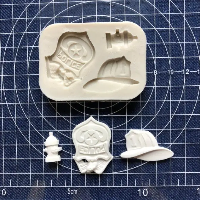 

Silicone Mold fire brigade fireman hat cap Shape Fondant Silicone Mould Cake Decoration Sugar Mold Baking Sugarcraft Mold
