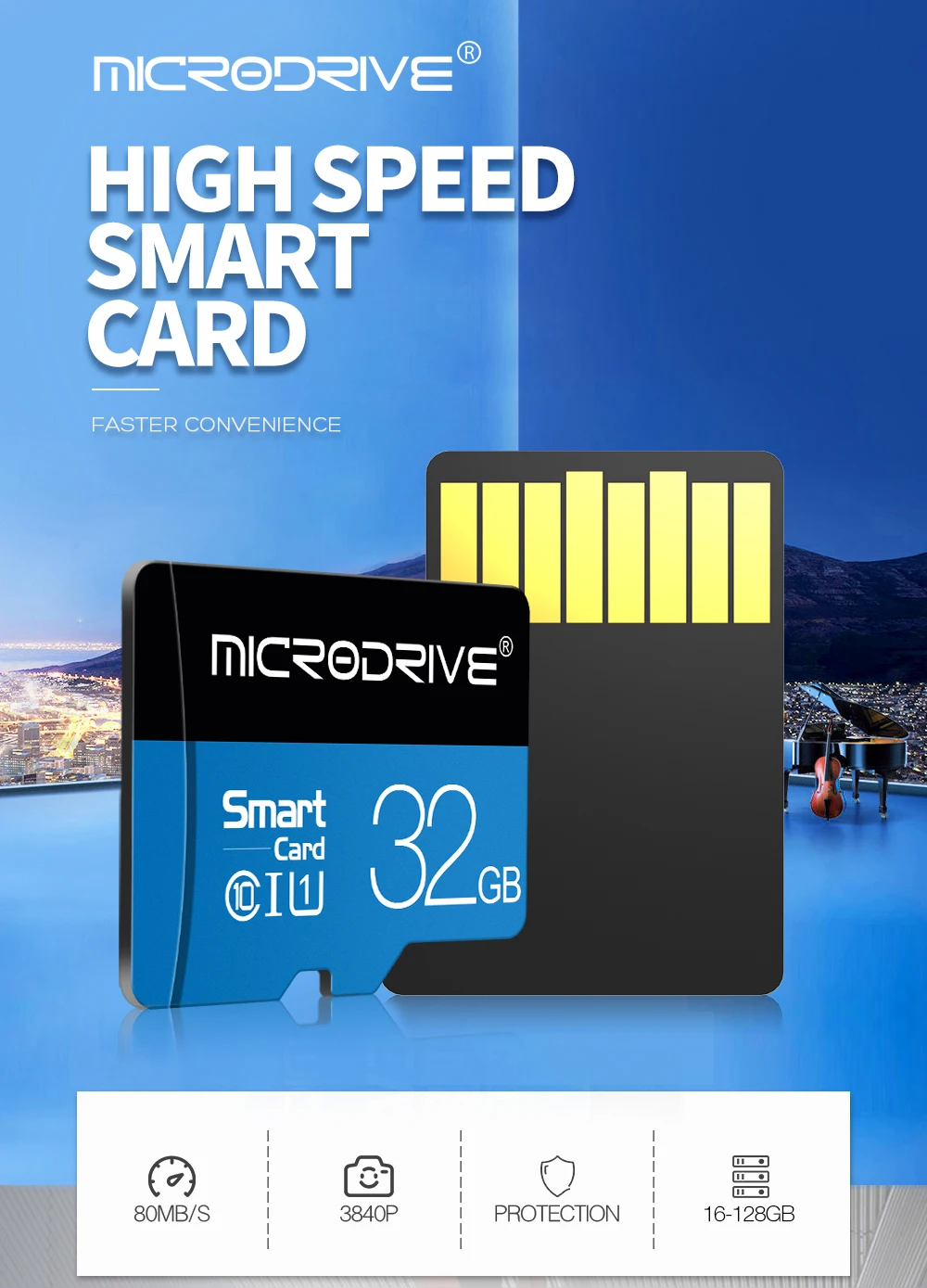 Microdrive оригинальная micro sd карта 8,16, 32,64 Гб класс 10 MicroSD/TF карта флэш-памяти 128 ГБ SDHC SDXC sd карта для смартфонов