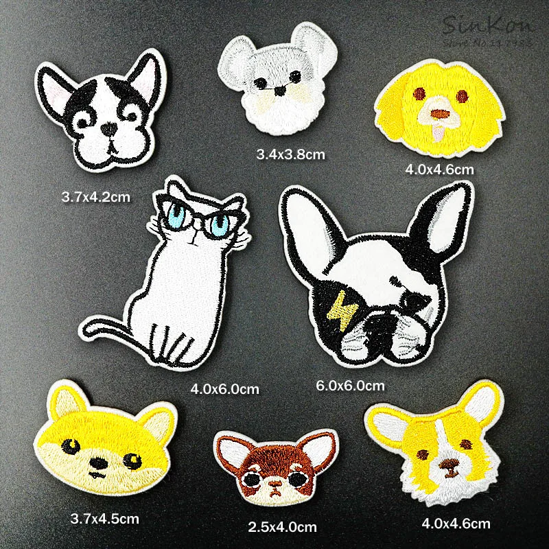 

8pcs/lot Chihuahua Corgi Shiba Dog Cat Badge Patcher Embroidered Applique Sewing Clothes Stickers Garment Apparel Accessories