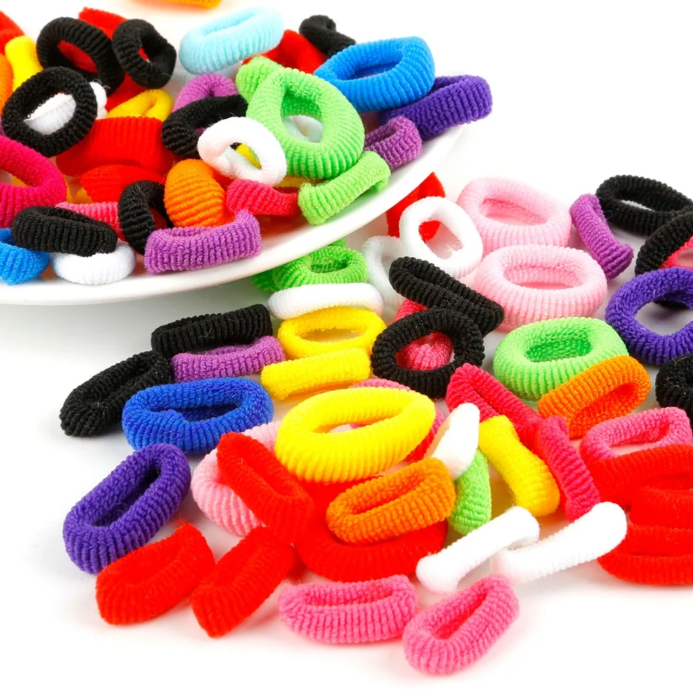 

100pcs/bag Candy Color Baby Colorful Hair Holders Cute Rubber Hair Bands Elastics Hair Accessories For Women Support Wholesale