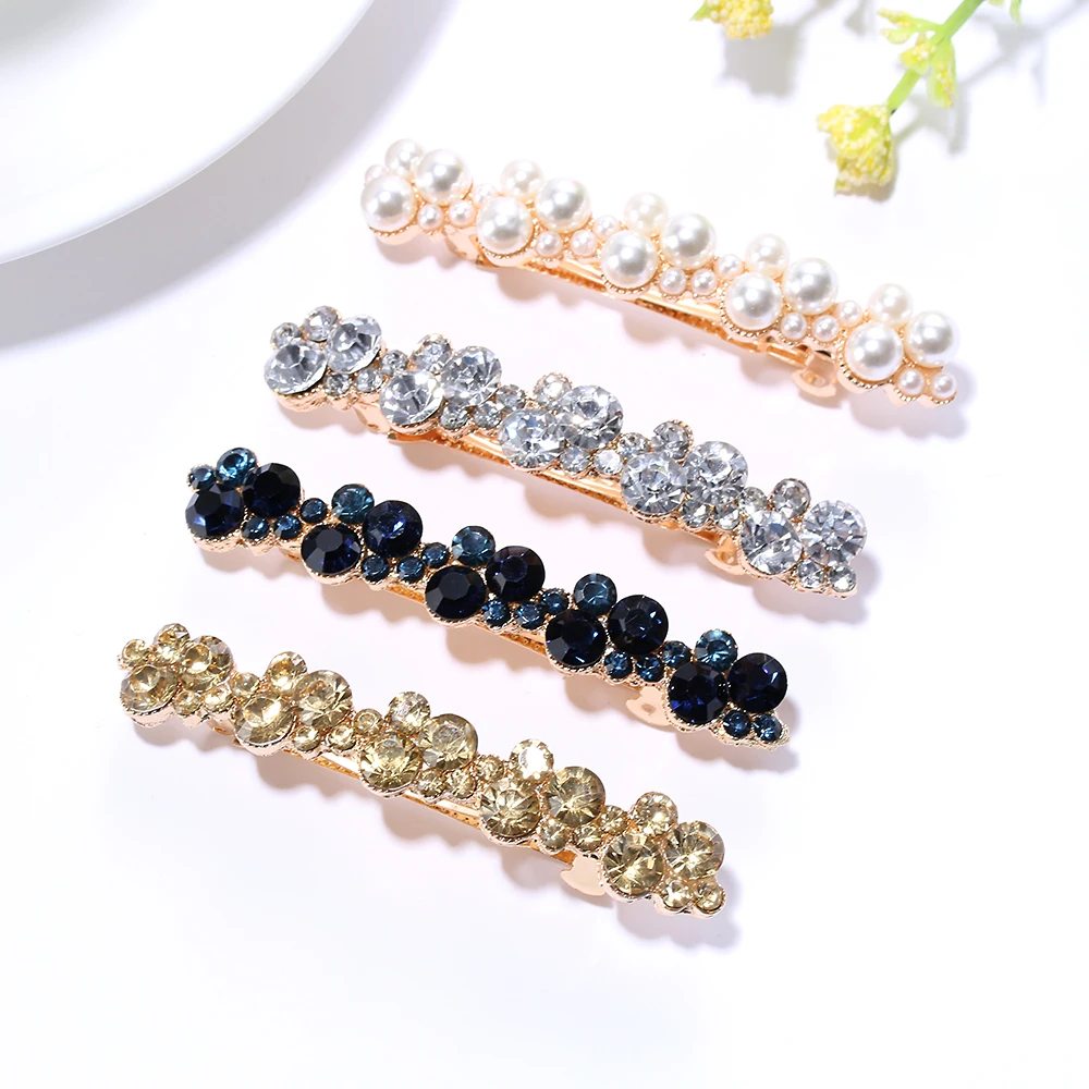 

1 Pcs Fashion Crystal Rhinestone Pearl Hairpins Girls Barrettes Hair Clip Clamp Jewelry Styling Tools Women Hair Accessories