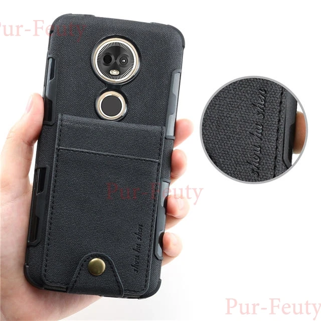 Черный Чехол для moto rola moto E4 XT1767 XT1766 E5 G4 G5 S Plus, тонкий холщовый противоударный чехол с держателем для карт, откидной Чехол для moto g4 g5 g5s plus - Цвет: Черный