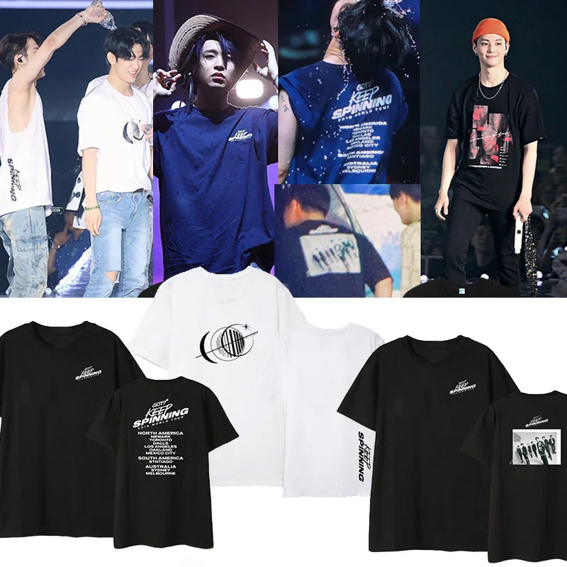 

kpop Got7 Women Tshirt Summer Printed T Shirt kpop Got7 World tour Keep Spinning Short sleeve t-shirt tops harajuku shirt