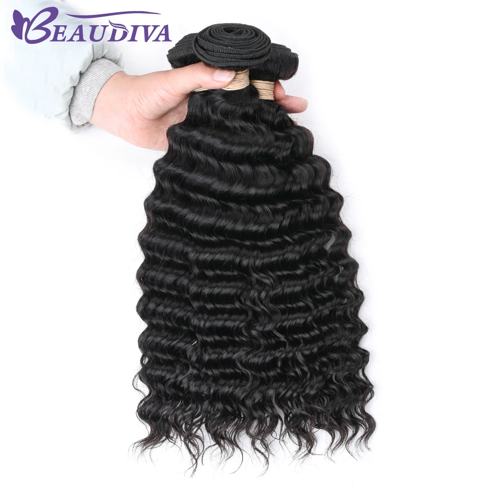BEAUDIVA Hair 4Bundles Deal Malaysian Deep Wave Hair Non- Remy Human Hair Weave wavy Bundles Deep Wave Human Hair Extensions