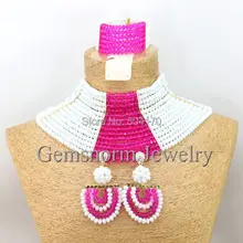 Сказочный индийский ювелирный свадебный набор амулеты белый/розовый женский свадебный ожерелье ювелирный набор GS929