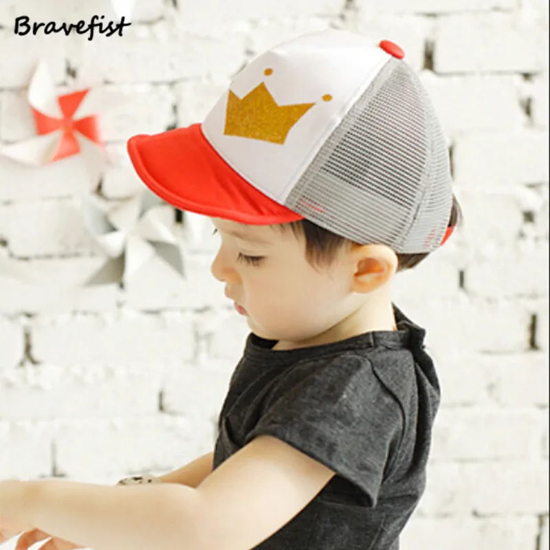 

Nylon Fastener Tape Summer Baby Sun Hat Baseball Hats Crown Pattern Cotton Mesh Peaked Cap For Boys Girls 4 To 24 Months
