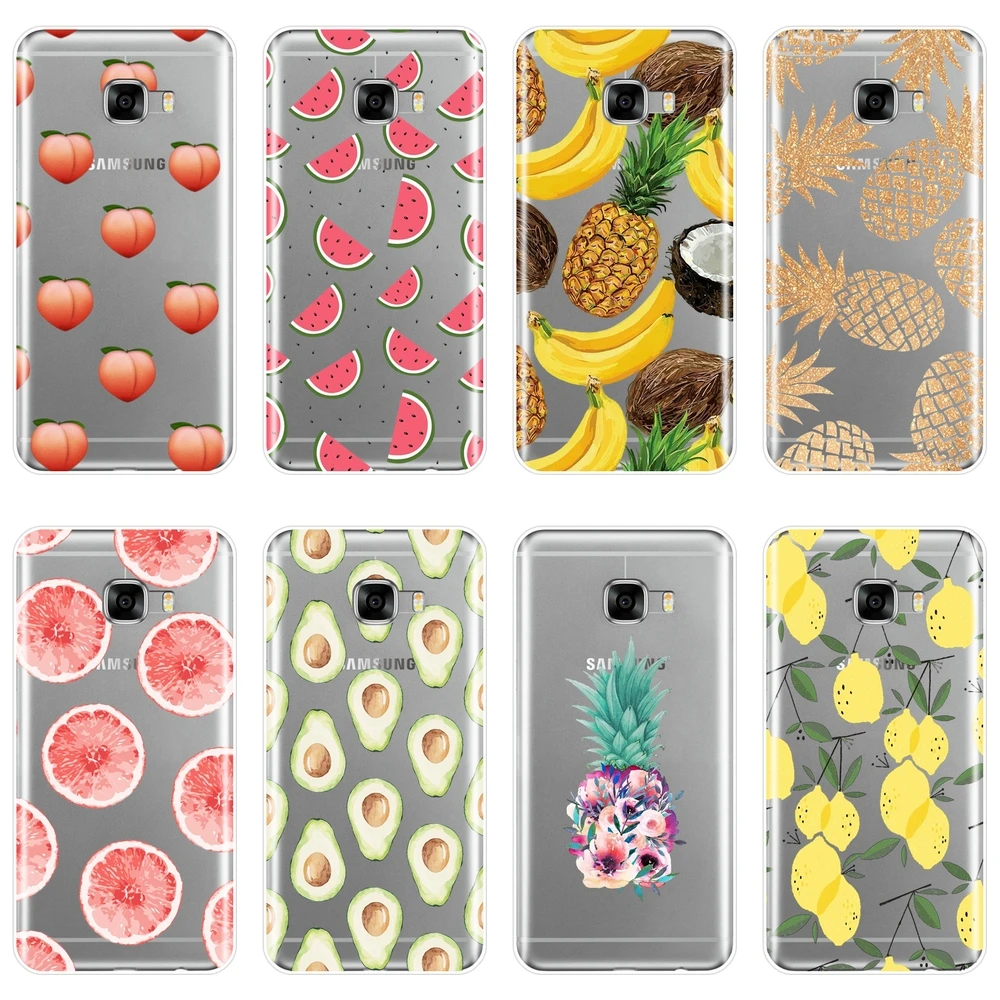 

TPU Phone Case For Samsung Galaxy C9 C7 C5 Pro Peach Pineapple Avocado Soft Silicone Back Cover For Samsung Galaxy C5 C7 C8 Case