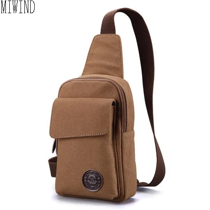 

MIWIND Sling Bag Canvas Man Chest Bags Men Messenger Bags Band Male Shoulder Waist Bag Handbag Large Capacity TBW677