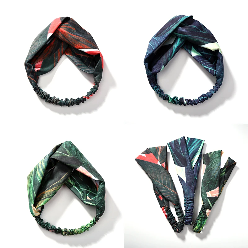 Tropical Style Green Women Hair Accessories for Girl Twist Turban