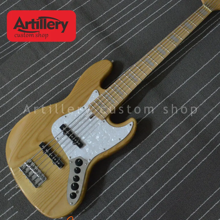 

In stock Factory custom JAZZ BASS 5 strings bass guitar with maple fingerboard Ash body musical instrument shop