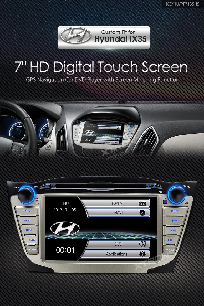 Excellent XTRONS 7 inch HD Touch Screen Car DVD Player Steering Wheel GPS Navigation for Hyundai IX35 2009 2010 2011 2012 2013 2014 2015 0