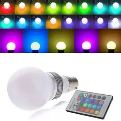 B22 светодиодная rgb-лампа лампа AC85-265V 3 W управляемый прожектор Magic праздничное светодиодное освещение ИК-пульт дистанционного Управление 16