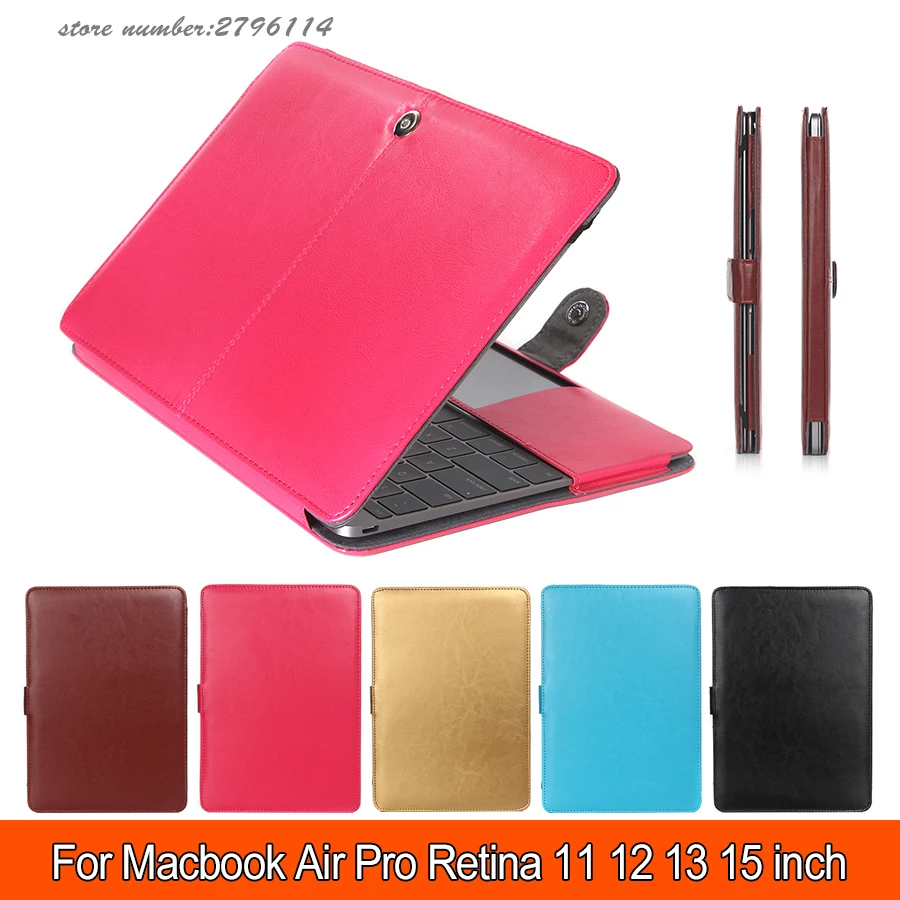 High Qiality Pu Leather Flip Case for Macbook Air Pro