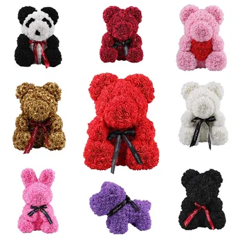 

Rose Bear Toys Women Girls Flower Birthday Party Wedding Romantic Doll Anniversary Valentine Gifts Decoration for Girl Friend