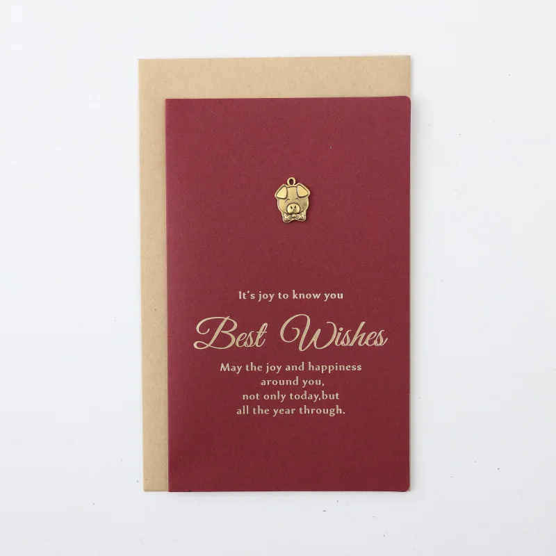 EZONE поздравительная открытка + конверт набор красная карта с нежным металлическим украшением День рождения Свадьба Goft открытка для