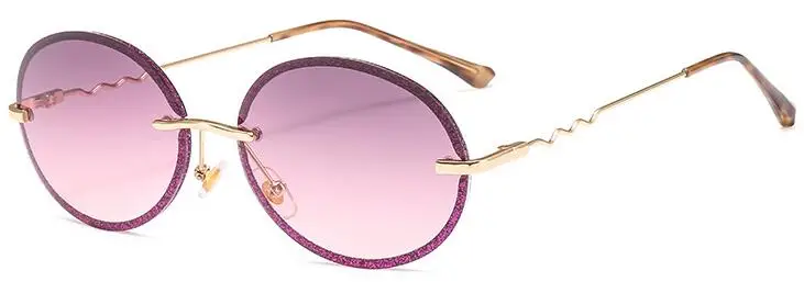 C5 gold purple Сексуальные женские Овальные Солнцезащитные очки без оправы дизайнерские градиентные синие оттенки металлические круглые солнцезащитные очки дамские тонированные цветные очки - Цвет линз: C5 gold purple