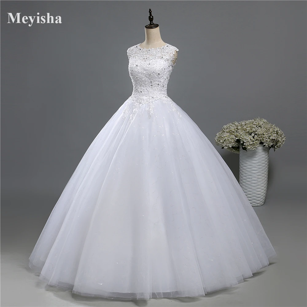 Wedding Dress Ball Gown White Lace Tulle Corset Back Plus Size