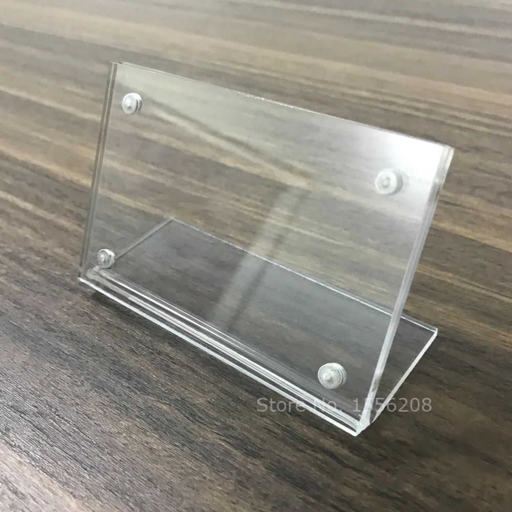 

9 x 6cm Acrylic Frame Holder With Magnets L-Style Sign Card Display Clear