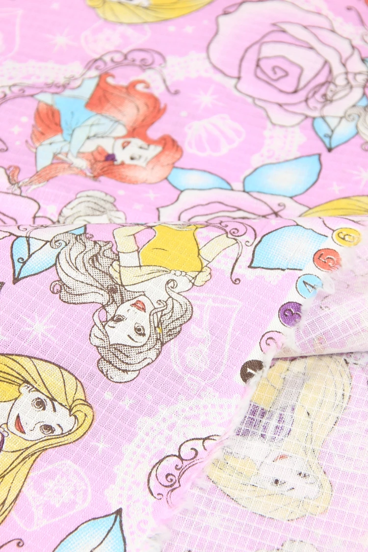 140 см ширина русалка принцесса печати Фиолетовый хлопок ткань для девочек одежда Hometextile наволочка шитье лоскутное DIY-BK463