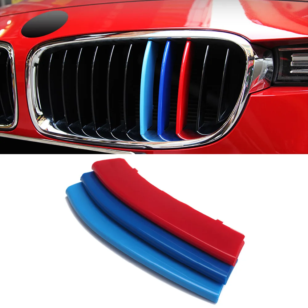 

3Pcs 3D Car Front Grille Trim Sport Strips Cover Stickers For BMW E46 E90 F30 F34 3 series Car Accessories Just for 11 grill