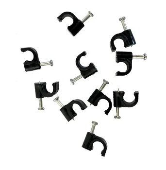 

100 pieces 6 mm RG6 Cable Clip black High-impact plastic with Steel Nail Coaxial Nail-in Fastener