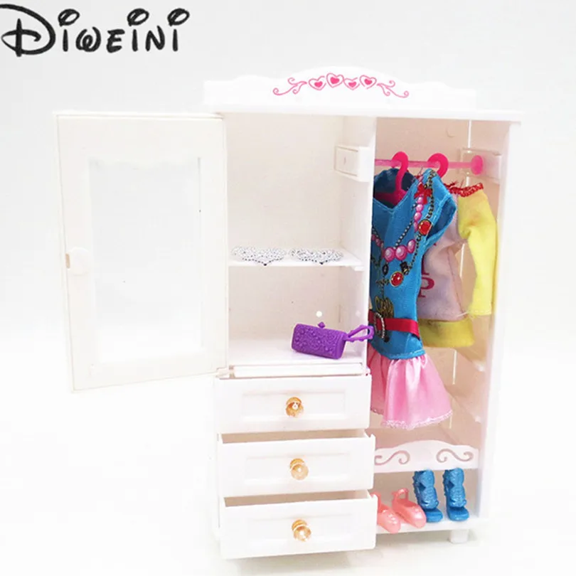 Dollhouse Furniture Living Room Plastic White Wardrobe Closet Hanger