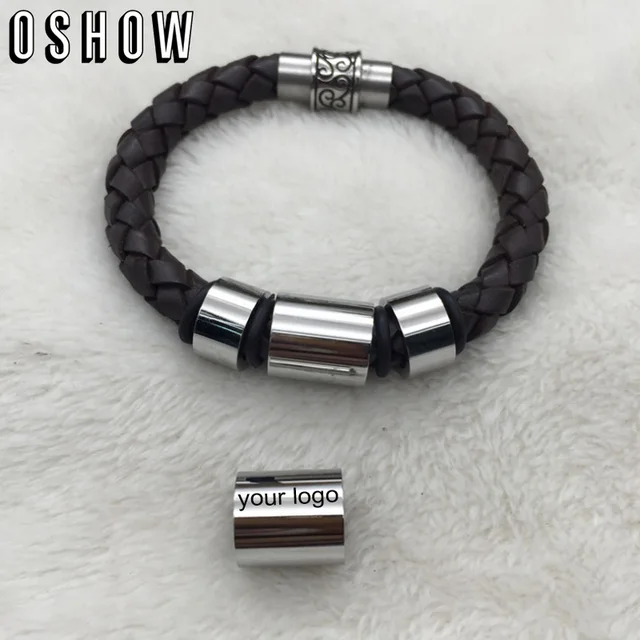 Stainless Steel Charm Engrave Your Own Logo Er Beads For Leather Stainless Steel Charm Engrave Your Own Logo Er Beads For Leather Bracelet Diy Jewelry Making 14