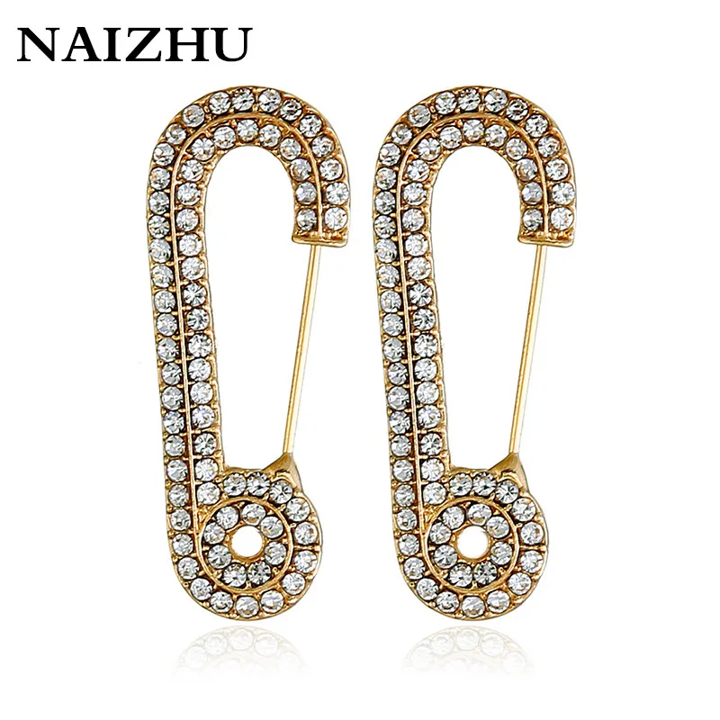 

Unique Design Gold silver color Party Punk Personality Alloy Safety Pin stud Earrings for women fashion jewelry