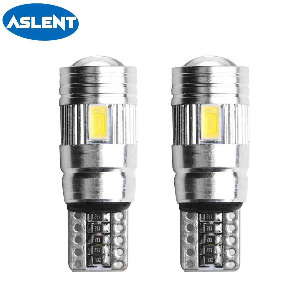

ASLENT Car Signal Lights 2x T10 w5w Led Bulb Error Free 12V Auto Interior Light Canbus T10 Led Lamps Bulbs for Cars 6000K White