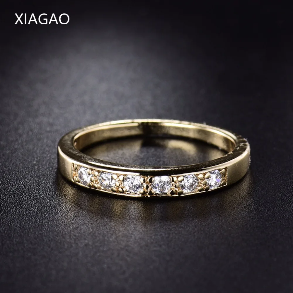 XIAGAO простой золотистый кольца для женщин Свадебные кубический цирконий женский палец кольцо ювелирные изделия подарок Ringen Anel дамы XGR182