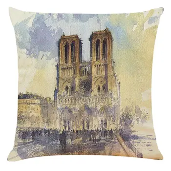 

Notre Dame de Paris printing Church Gothic building cushion cover Chair seat Home sofa Decoration kids friend gift pillowcase