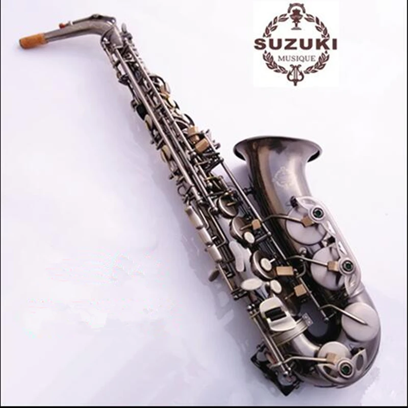 

E-flat alto saxophone musical instrument ancient antique silver silver saxophone reeds Get free shipping sax