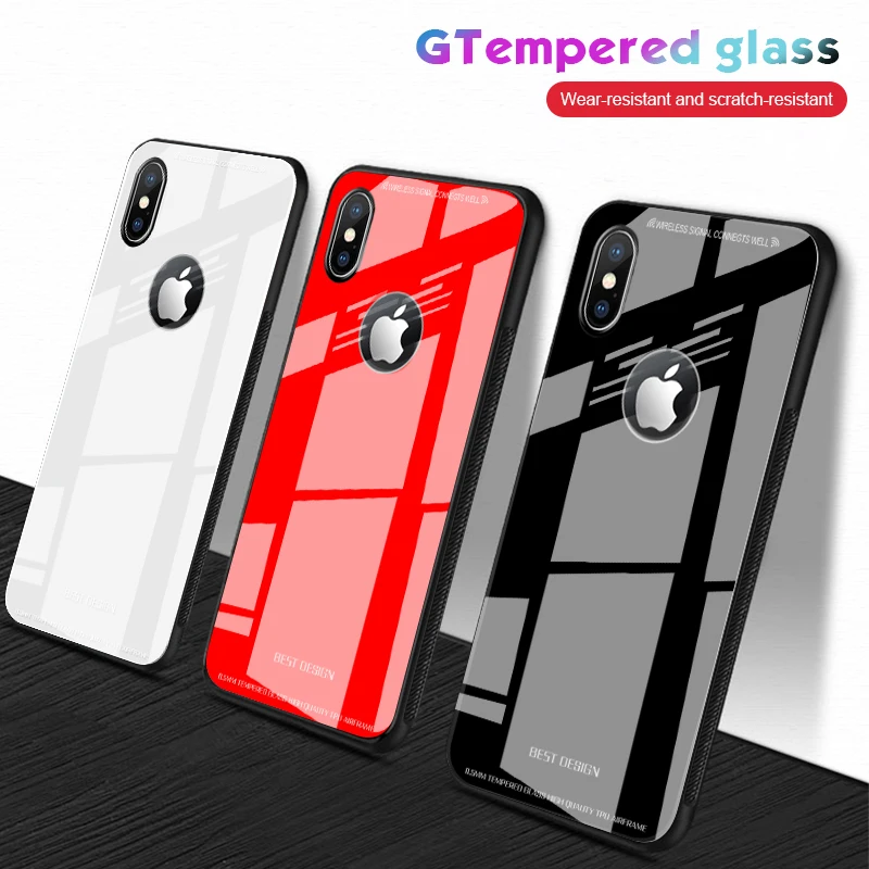 

Solid Color Tempered Glass Case For iPhone X 8 7 Plus 6 6S XS Max XR Colorful Glass Cover For iPhone 6 S 6s Plus 7 8 Cases Coque