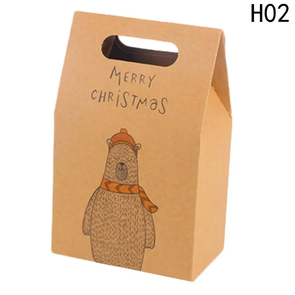 Paper Gift Bags Retro Elk Pattern Santa Claus Merry Christmas Cookies Paper Bags 